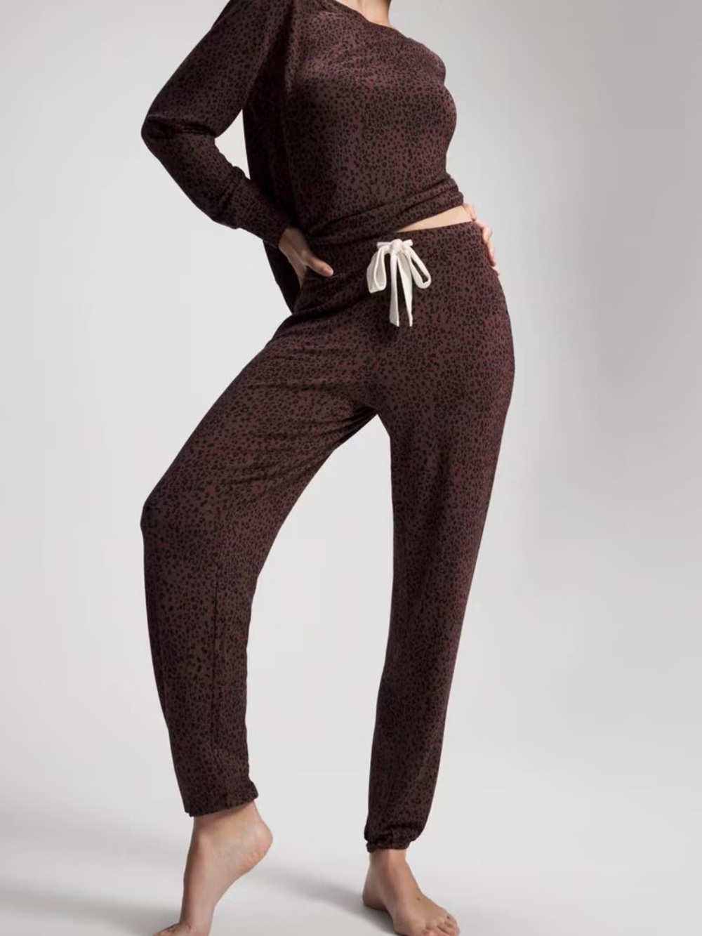 Soma Banded Ankle Pajama Pant Hot spot mocha brown black printed